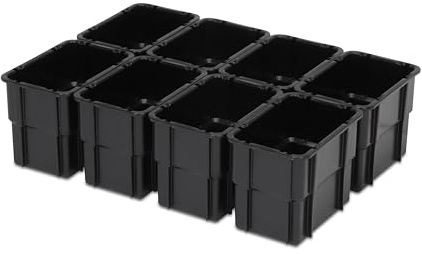 1a-TopStore Einsatzkasten Einteilungs-Set für Eurobehälter, Schubladen mit Innenmaß 362x262 mm (LxB), 102 mm hoch, verschiedene Größen/Farben (8er Set, schwarz)