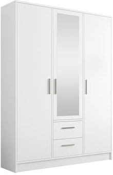 Mirjan24 Armadio Tokyo 153 con 3 ante e 2 cassetti, 10 scomparti e asta appendiabiti estraibile, specchio anteriore, armadio con ante girevoli, larghezza 153 cm, altezza 202 cm, profondità 40 cm