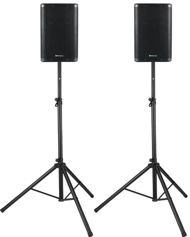 Pronomic C-210 MP 10 Passivbox Stativ Set, Lautsprecher, Impedanz: 8 Ohm | Typ: passive 2-Wege Box, Frequenzgang: 50 Hz - 20 kHz, Woofer: 10 (254 mm), Hochtöner: 1, 0 Kompressions-Treiber, 8 kHz