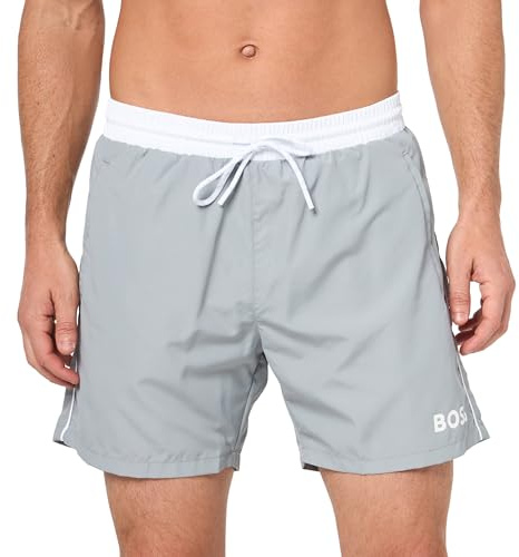BOSS Men's Medium Length Solid Swim Trunk Diaper, Moonrock Grey, XL