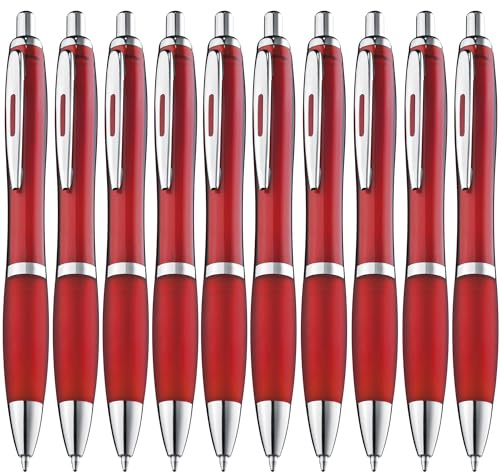 ZENSCRIBE® Ergonomische Kugelschreiber - 10 Stück Premium Set, Rutschfester Kulli für einfaches & weiches Schreiben, Blauschreibender Kugelschreiber Bordeaux