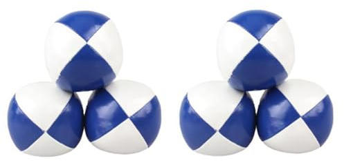 TsoLay 6 Stücke Mini Jonglier Ball PU Jonglier Ball Weicher und Schwerer Jonglier Ball mit Netztasche für Anfänger Blau und Weiß