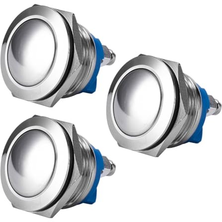 Gebildet 3pezzi Impermeabile 19mm Guscio in Metallo Pulsante Superiore Momentaneamente Rialzato 3A/12~250V SPST 1NO Pulsante di Avvio per Interruttore di Modifica (Testa Sferica)