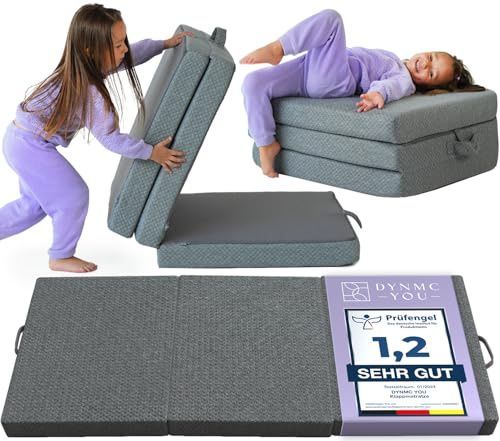 DYNMC You Foldable Mattress Kids - Klappmatratze Kinder 190 x 65 x 9 cm – Faltbare Gästematratze & Reisematratze – Kindermatratze für Unterwegs & Gäste – Abnehmbarer Bezug – Oeko-TEX Zertifiziert