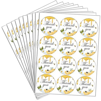 Colcolo Autocollants de remerciement en forme d'abeille miel, étiquette ronde en papier pour sceau d'enveloppe, pour pots, bouteilles, fabrication de cartes,