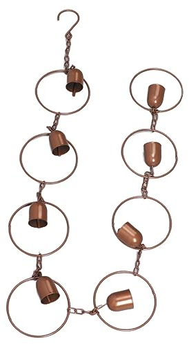 Tissting Windspiele Eisen 120cm Lange Hängende Glocke Braune Regenspiel Retro Regenketten für Gartendekoration, Außenfallrohre