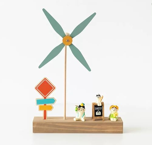 Moulin à vent en bois massif, décoration de rebord de fenêtre en bois - Moulin à chaussures - Table à manger ou table basse - Cadeau d'anniversaire