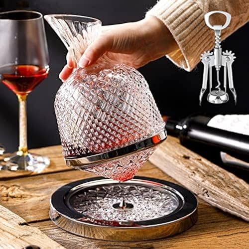 Decantador de vino,Decantador para vino,Decantador giratorio,Decantador de whisky Decantador de vidrio,Decantador de vino de cristal sin plomo,Decantador profesional transparente,Decantador
