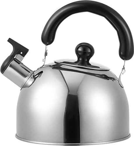 Bollitore da tè a fischio in acciaio inossidabile Teiera a fischio Bollitore per acqua Bollitore per stufa a gas - argento ||1L