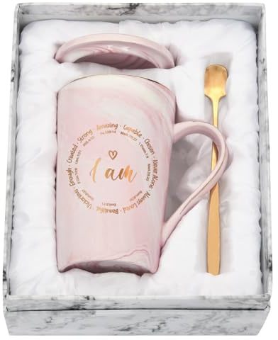 Joymaking Christliche Geschenke für Frauen Freund/in Religiöse Inspirierende Spirituelle Geburtstagsgeschenke Kaffeetasse mit Bibel, 400ML Rosa