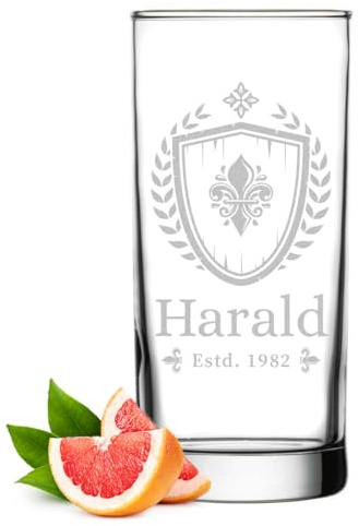 polar-effekt Longdrink Trinkglas 485 ml mit personalisierter Gravur - Wasserglas mit Namen - Geschenke für Sie und Ihn - Longdrinkglas für Drinks, Wasser und Saft