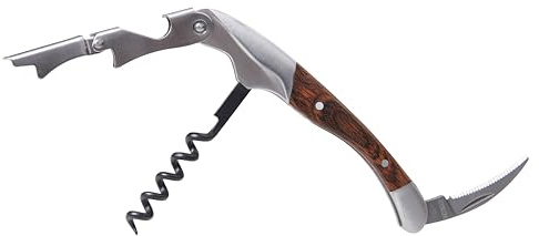 Sumnhay Elegant Premium Wood Handle Wine Opener –3-in-1 Ergonomic Waiters Corkscrew with Effortless Design for Smooth Cork Removal