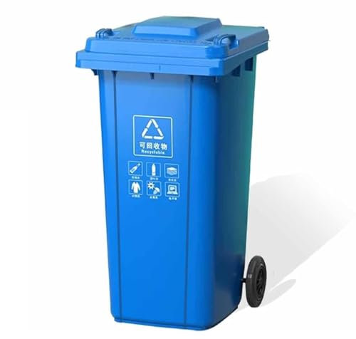 Botes De Basura para Exterior con Tapa Y Ruedas, Industriales Y Domésticos, con Ruedas De Goma, para Residuos Y Reciclaje (Blue 120L)