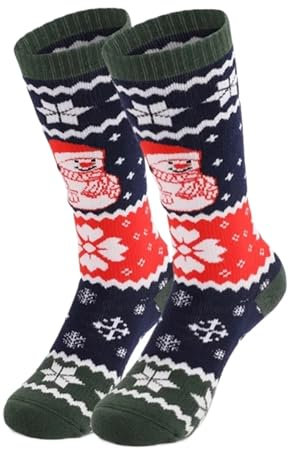 NEOOKST Skisocken 2 Paar Skisocken Kinder halten warm Thermosocken Wintersport Skifahren Lange dicke Baumwollsocken for Kinder Socken Für Skifahren, Snowboarden(Black,XS)