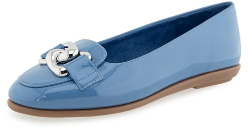 Aerosoles Women's Bell Ballet Flat, Blue Jean Patent Faux Leather, 9W