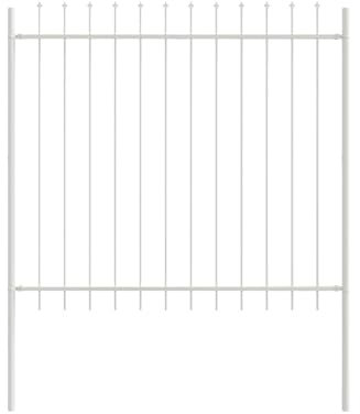 vidaXL Trädgårdsstängsel 9 pcs Vit 15,3 x 1,5 m Pulverlackerad stål, Trädgård och terrass, hållbar utomhusavskiljare, rektangulär stängselpanel, avdelare för patio, vågskärmdesign