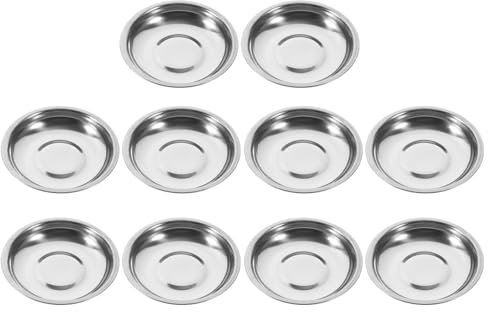 Gatuida 10pezzi Piatti Per Salse in Acciaio Inossidabile Piatti Rotondi Per Condimenti e Snack Piccoli Per Antipasti Per Uso Domestico e Eventi