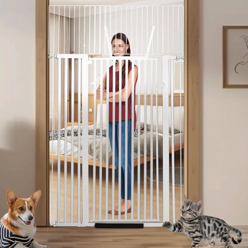Rgqphantom 71 inch Extra Tall Gate Pet Gate,29.92-49 Extra Wide Pressure Mounted,Cat Gates for Stairs, Kitchen,Doorways (White)