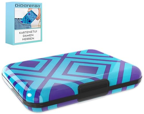 Didarenba Tarjetero Hombre Mujer Tarjetas credito Aluminio con Sistema RFID Bloqueo Protector de Tarjetas Anti fraude Anti contactless Gran Capacidad Rombos