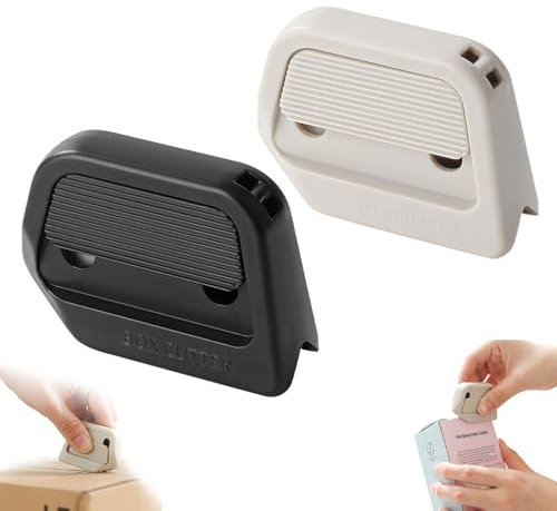 Mini Ceramic Paper Cutter, Safe Ceramic Box Cutter, Pocket Sized, Auto-Retractable, Stays Sharp Up to 10X Longer, Keychain Box Opener (Black & White)