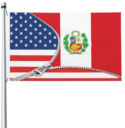 Bandera de Estados Unidos y Perú, de lujo y duradera, de 90 x 150 cm