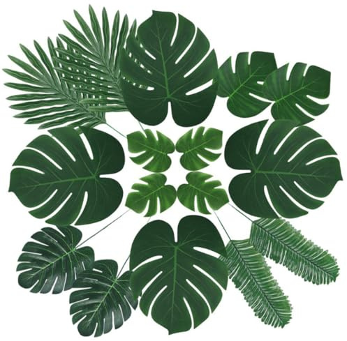 Alipis 60 pezzi Foglie Monstera Verdi Decorativo per Feste Hawaiane e Simulazione con Dimensioni Miste per Matrimoni e Addobbi Tropicali
