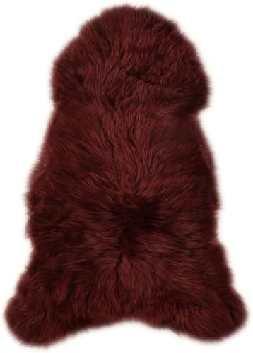 Kuhfelle Online & Nomad Island Lammfell Schaffell Fellteppich Weinrot/Merlot (60 x 90-100 cm)