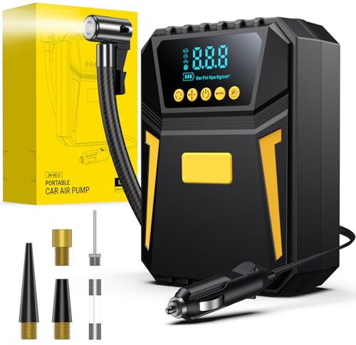 Ipflin Compressore Aria Portatile Auto - Compressore Portatile Digitale 12 V DC, Compressore Auto d'aria da 150 PSI, Spegnimento Automatico per Pneumatici di Auto, Biciclette, Palloni da Calcio