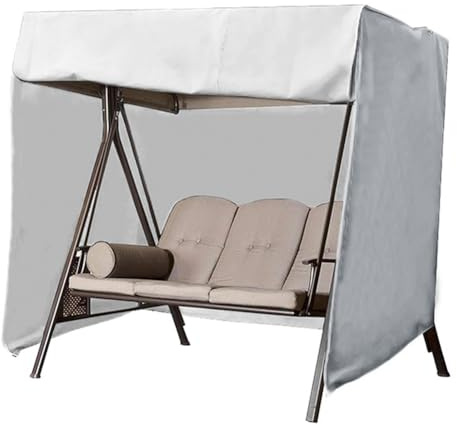 Funda impermeable y resistente al viento para columpio de Hollywood, protección UV, tela Oxford 210D, cuerda retráctil, se adapta a banco de columpio de jardín, 223 x 152 x 183 cm, color gris