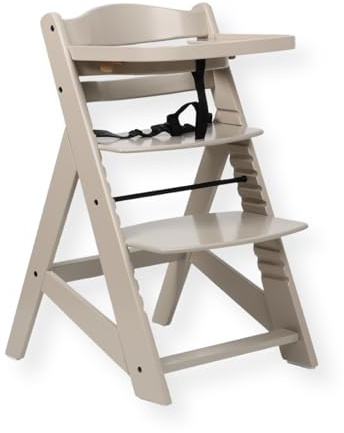 Buxibo Holz-Wachstumsstuhl Kind - Inklusive Essbrett - Verstellbarer Kinderstuhl für Komfort und Design - Inklusive Kissen - 48×58×80cm - Lehm Beige