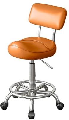Sadelpall med ryggstöd, ergonomiskt utformad sadelstol, justerbar höjd, lämplig for skönhetssalonger, spa och kontor(Color-2)