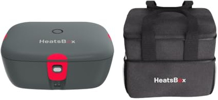 HeatsBox Faitron Go Bundle Pranzo – Contenitore Elettrico Riscaldante 100W con Batteria Integrata, Self-Heating Ricaricabile con Controllo App, con Borsa Termica