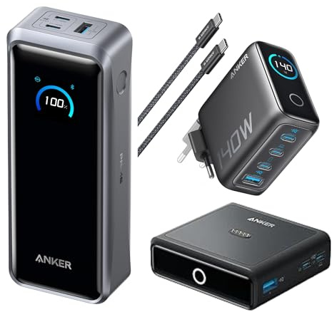 Anker Prime Power Bank da 26250 mAh & Base di ricarica 100 W per Power Bank & Caricatore USB C 140W(Confezione)