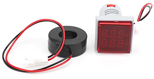 Walfront Voltmetro Amperometro 2 in 1 ABS Misuratore di Tensione di Corrente Digitale AC da 60 A 500 V da 0 A 100 A Doppio Display Indicatore da Pannello da 20 Mm per Installazione e Manutenzione di