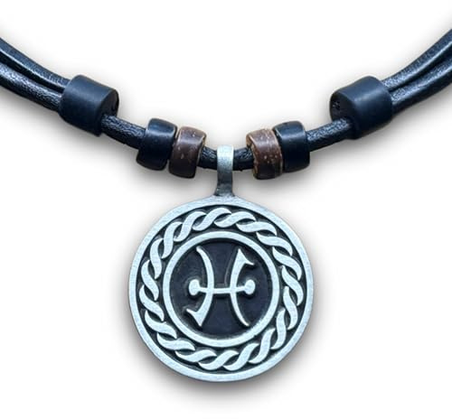 HANA LIMA Sternzeichen Tierkreiszeichen an Verstellbarer Lederkette Horoskop Horoscope Halskette Surferkette