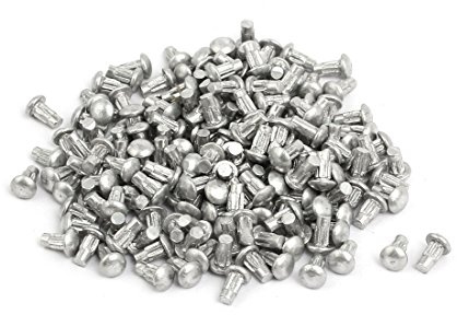 sourcing map 200pcs M2 x 4mm Gerändelter Schaft runden Kopf Silberton DE DE | Vollnieten, Aluminium