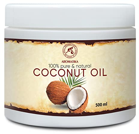 Olio di Cocco 500ml - Cocos Nucifera - Indonesia - Naturale e Puro al 100% - la Pelle Morbida ed Elastica - Cura di Capelli - Aromaterapia - Olio per Massaggi - SPA - Puro Olio di Cocco