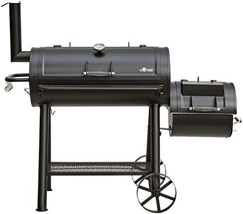 Holzkohlegrill Buffalo von EL Fuego® Grill Smoker BBQ Grillwagen Barbecue, mit Thermometer, Seperate Feuerkammer, mit regulierbarem Kamin, AY 568