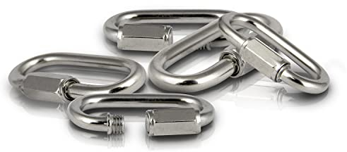PROTECH 5 Stück Schnellglieder M8 Karabiner 8mm mit Verschluss aus Edelstahl V4A Schraubverbinder Schraubkettenglied A4 Verschlusskarabiner Kettenverbinder