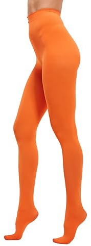 HeyUU Donna Collant Colorato Semi-opaco 80 DEN Collant di Sostegno in Microfibra (arancia,L-XL)