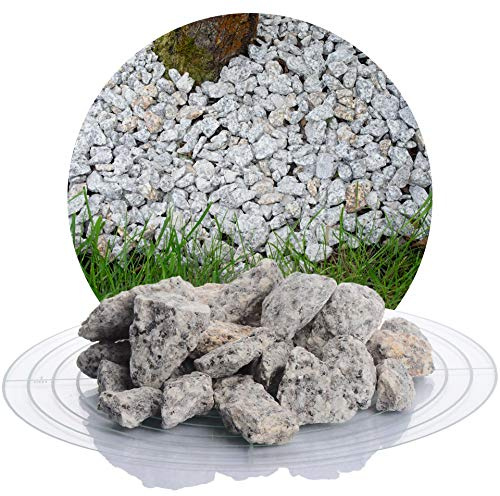 Schicker Mineral Granit Ziersplitt grau 16-32 mm 25 kg, Splitt, Garten | Zur Gartengestaltung, Salz, Pfeffer, Granit Naturstein, robust, witterungsbeständig, Steingarten, Weg-, Terrassengestaltung
