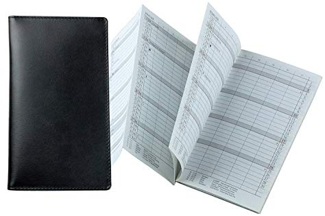 DELMON VARONE - Personalisierbarer Faltkalender 2026 DIN A6 Boxcalf Leder schwarz - Organizer Terminplaner (1 Monat 2 Seiten) in Lederhülle - Termin Kalender mit Monatsübersicht & Adressenheft