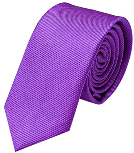 GASSANI Corbata fina fina de 6 cm, color liso, a rayas, para hombre, 19 colores, Lila | Lila, 145x6cm