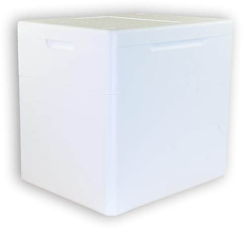 Styroporboxen 55 Liter mit Deckel | Thermobox Innenmaß: 42 x 32,5 x 40 cm | Isolierbehälter in weiß | wiederverwendbar