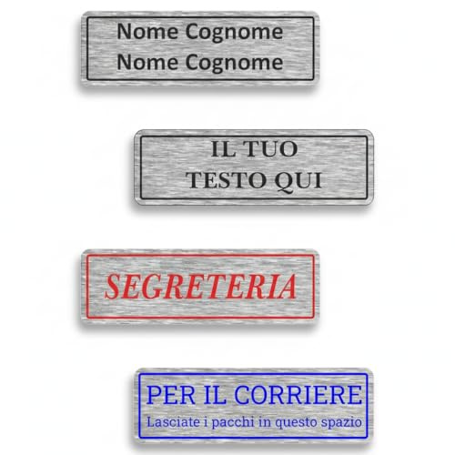Targa Posta Alluminio con Biadesivo | Personalizzabile 1‑4 Righe | Resistente Esterno & Interno | Targa Cassetta Postale (Alluminio Colore Argento, Misura 100x30mm)