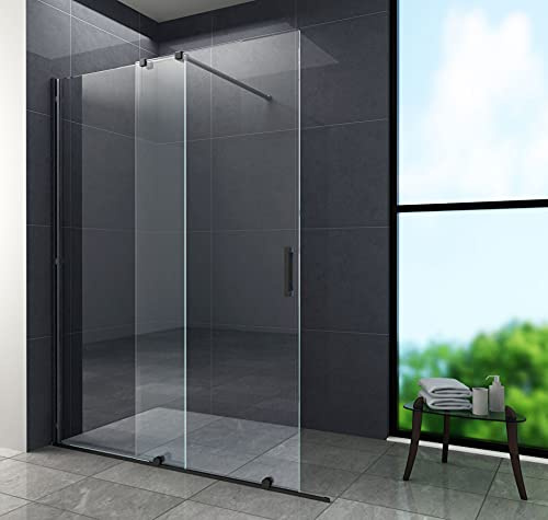 Axppin Duschwand TRAVERSO (Schwarz) 120 x 200 cm, 8 mm Hartglas, Modern, Badezimmertür