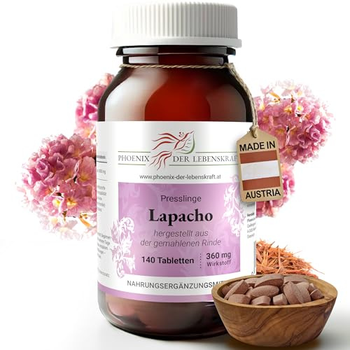 Lapacho Tabletten 360mg | 140 Tabletten Tabebuia impetiginosa | Premium Qualität aus Österreich | Vegane Tabletten statt Kapseln ohne Zusatzstoffe | Pau d'arco, Taheebo, Ipê roxo, Purple Lapacho