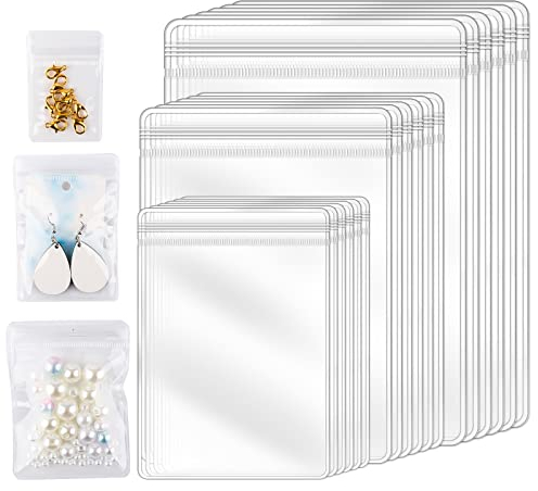 SAVITA 150 Pièces 3 Tailles Sachets Plastiques Zip, Sacs Étanches à Fermeture à Glissière en PVC Pochette de Rangement Réutilisable Épaissie pour Bijoux Bagues Collier Bracelet