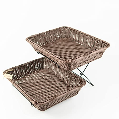 15.7 Zoll Brot Körbe für das Servieren, rechteckige Körbe für die Lagerung, Weidenkörbe (2Braun mit 1Regalen)