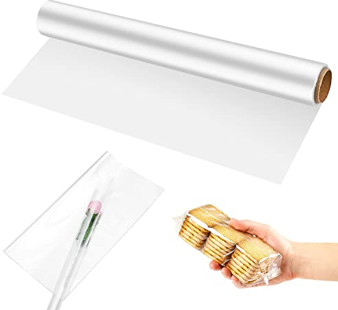 Geschenkfolie Transparent, 40CM x 30M Folie Geschenkpapier Transparent, Zellophanfolie, Klarsichtfolie Geschenkfolie Geeignet zum Verpacken von Geschenkkörben Süßigkeiten Snacks Geschenken Blumen